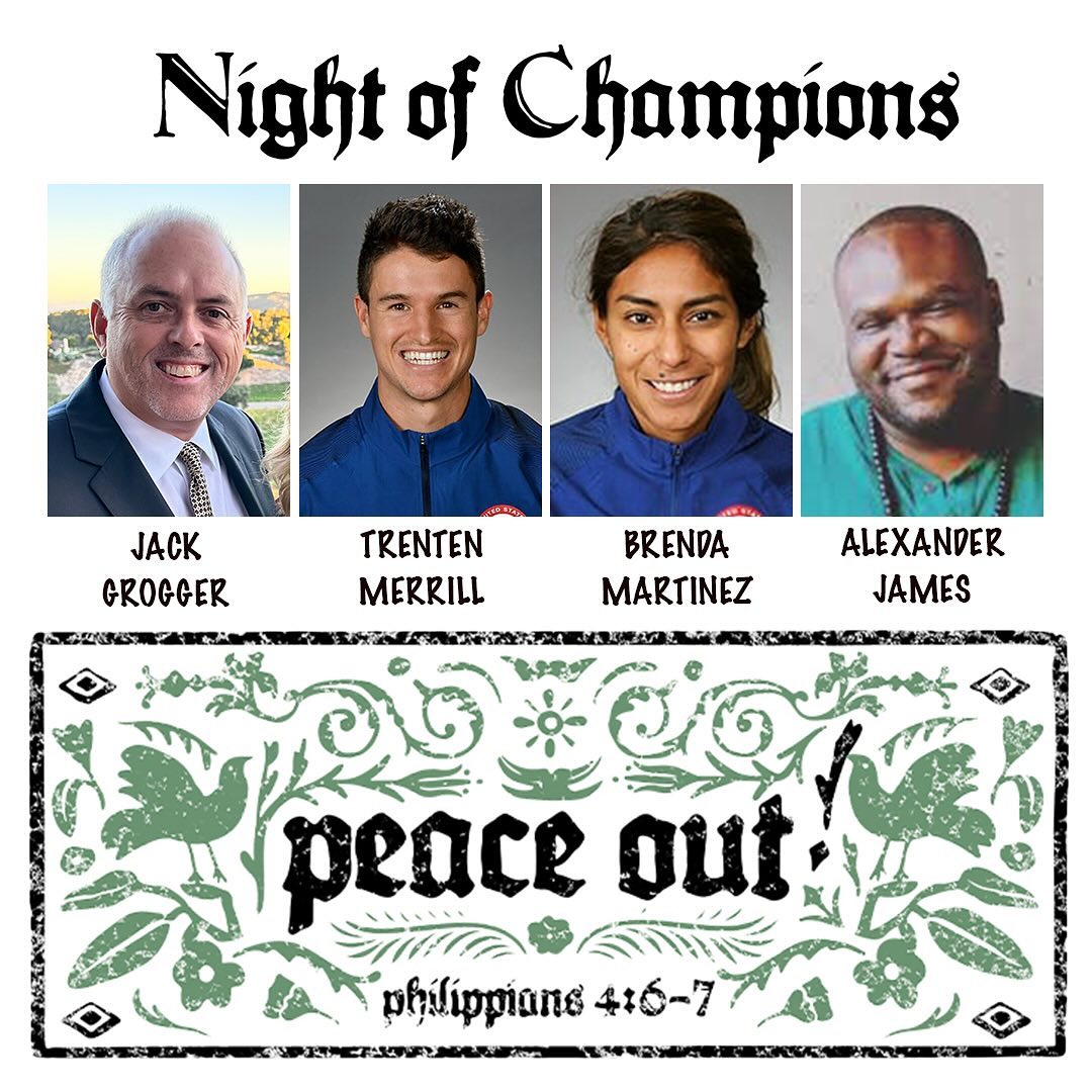 Jack Grogger, Trenten Merril, Brenda Martinez, and Alexander James will speak at Night of Champions